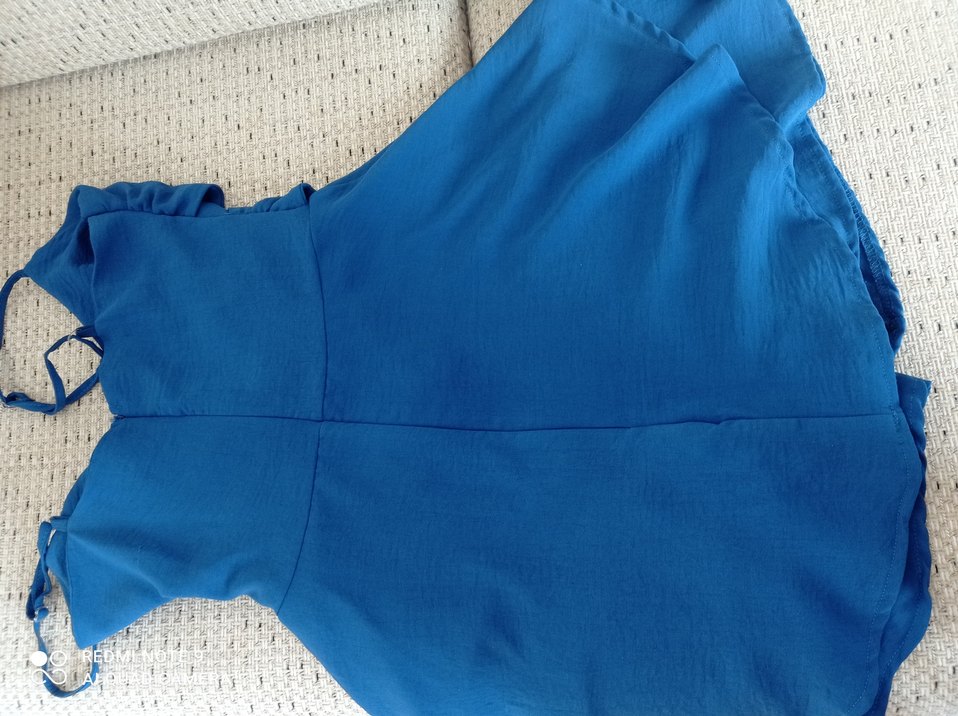 Mavi ip askılı şortlu genç kız elbisesi - Görsel 3