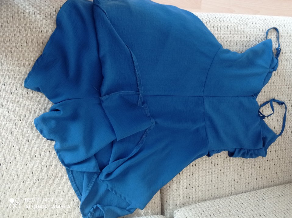 Mavi ip askılı şortlu genç kız elbisesi - Görsel 4