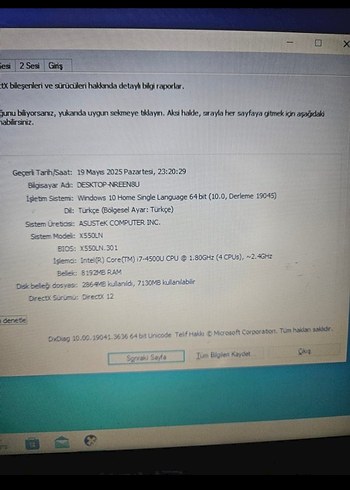 Asus Gri Dizüstü leptop 3.20Ghz işlemci açıklamayı lütfen okuyun - Görsel 8