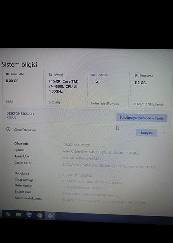 Asus Gri Dizüstü leptop 3.20Ghz işlemci açıklamayı lütfen okuyun - Görsel 9