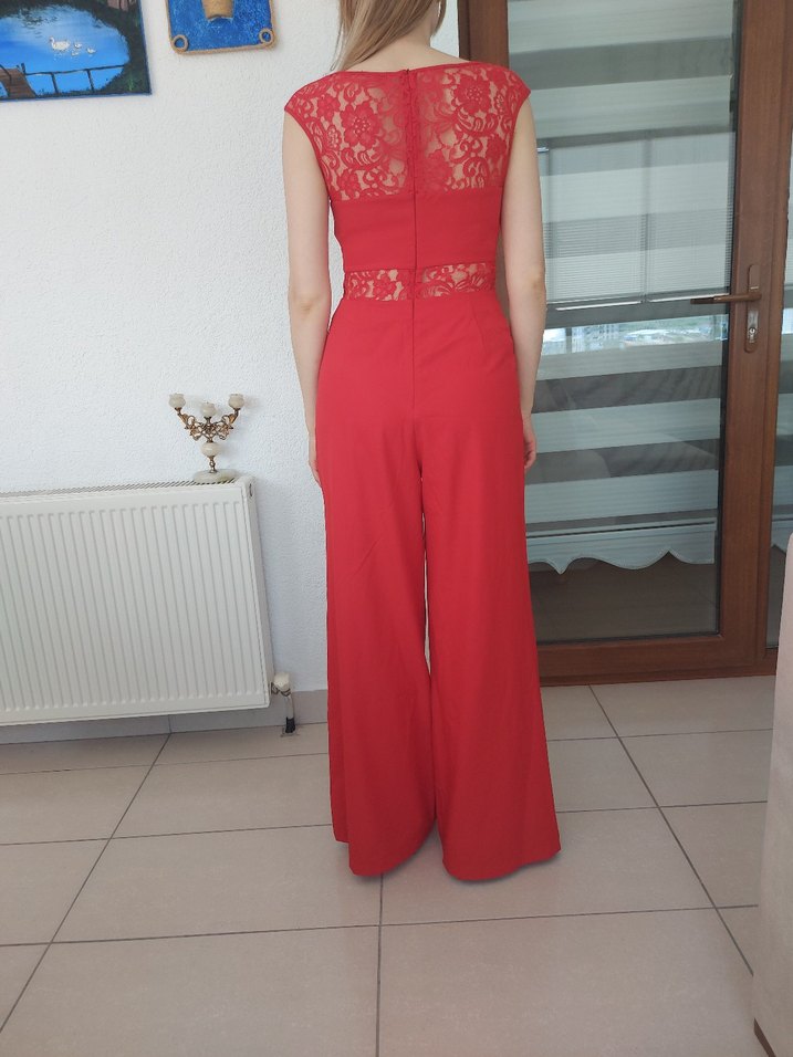 Kırmızı Dantel Detaylı Tulum.36-38 uyumlu. - Görsel 3