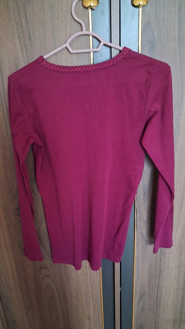 Pembe V Yaka Triko Vintage Kazak - Görsel 3