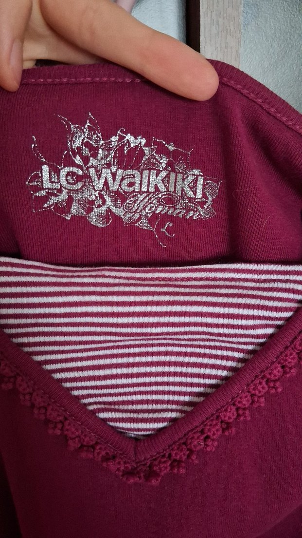 Pembe V Yaka Triko Vintage Kazak - Görsel 2