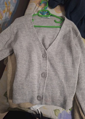 LC Waikiki Gri V Yaka Örme Midi Hırka