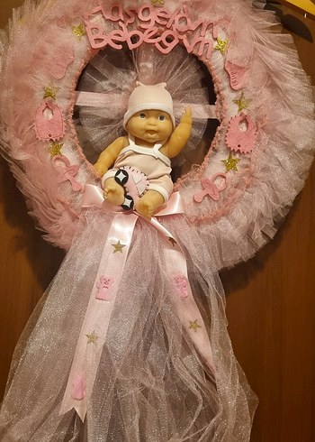 Pembe Bebek Kapı Süsü ve Bebek Figürü - Görsel 4