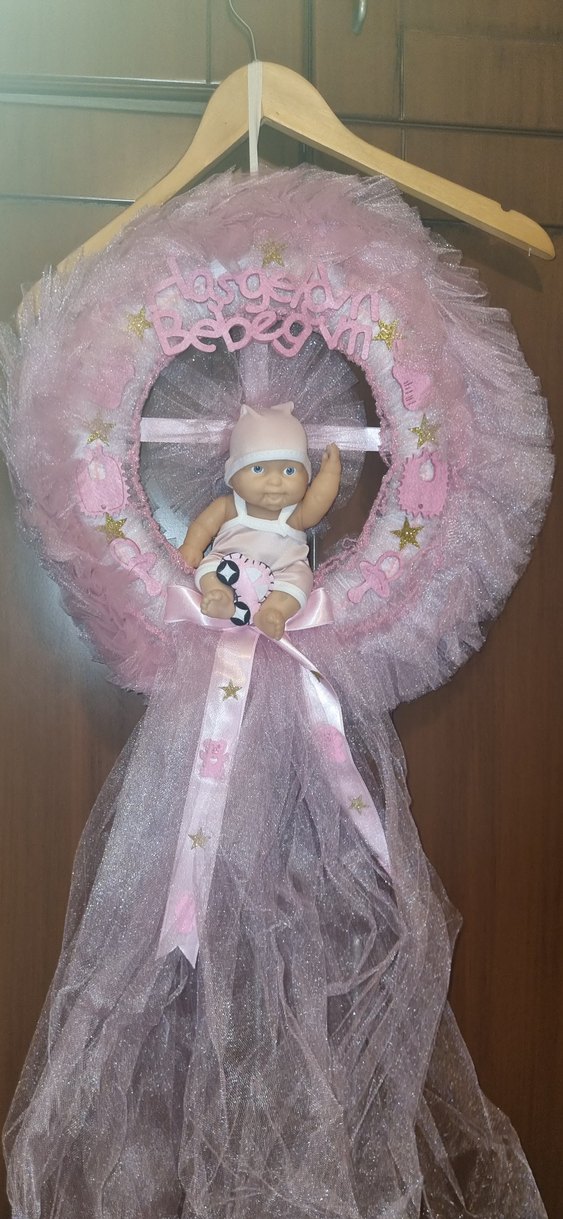 Pembe Bebek Kapı Süsü ve Bebek Figürü - Görsel 2