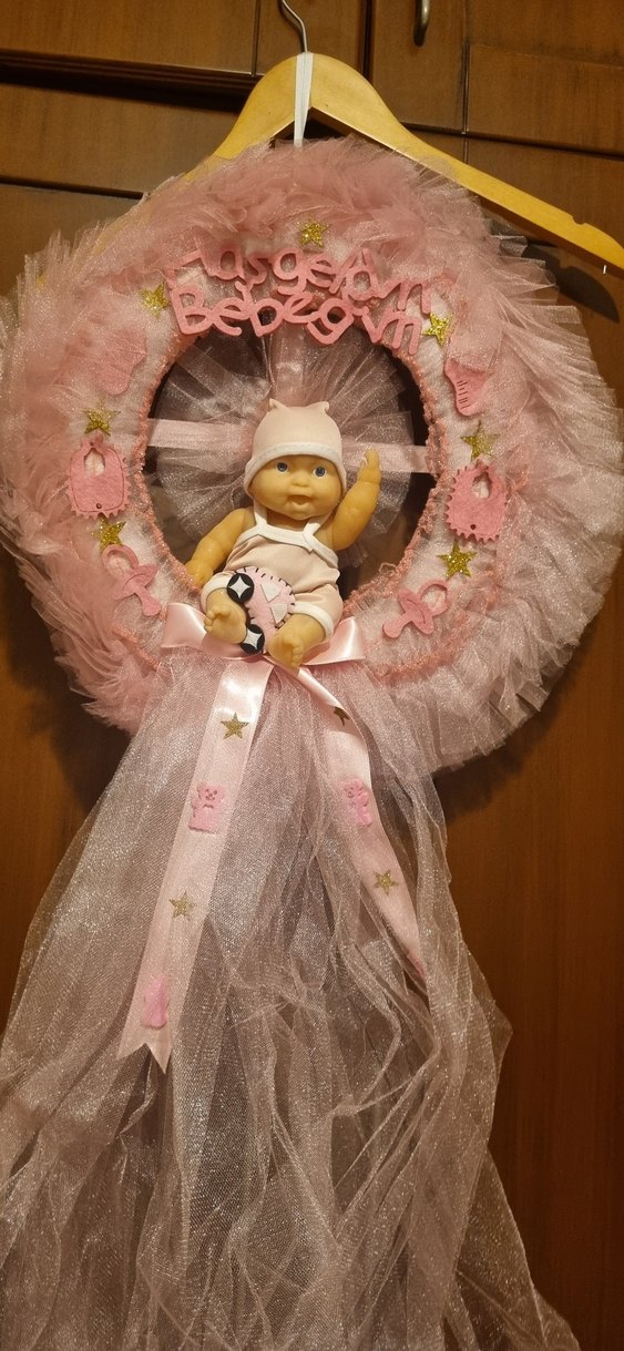 Pembe Bebek Kapı Süsü ve Bebek Figürü - Görsel 4