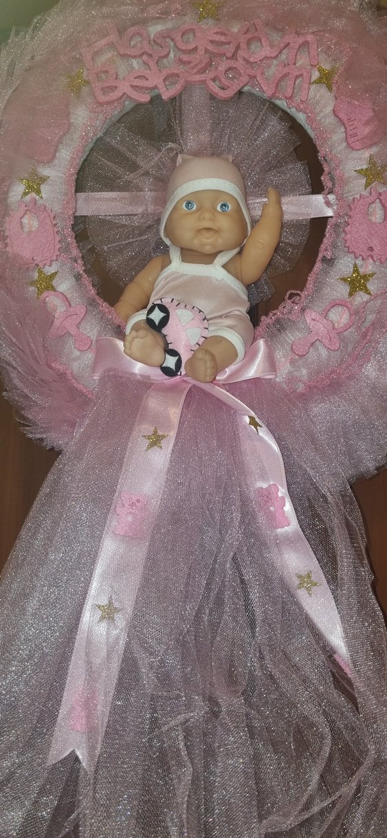 Pembe Bebek Kapı Süsü ve Bebek Figürü - Görsel 3