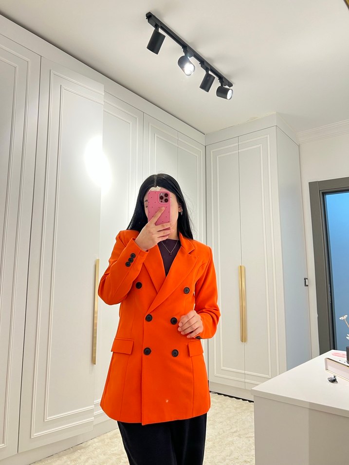 turuncu blazer ceket - Görsel 3