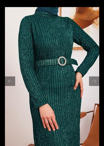 Bohem Turkuaz Triko Uzun Elbise - Görsel 3