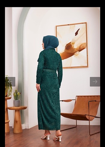 Bohem Turkuaz Triko Uzun Elbise - Görsel 4