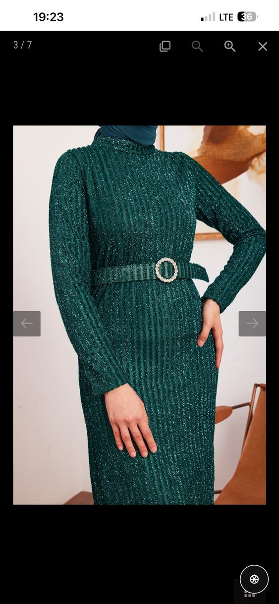 Bohem Turkuaz Triko Uzun Elbise - Görsel 3