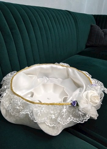 Dantel Detaylı Beyaz Vintage Düğün Sepeti - Görsel 7