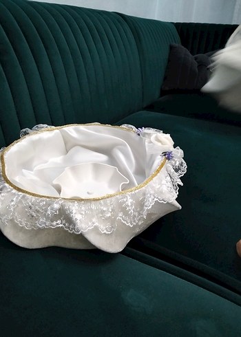 Dantel Detaylı Beyaz Vintage Düğün Sepeti - Görsel 6