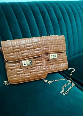 Kahverengi Deri Zincir Askılı Çanta - Görsel 2