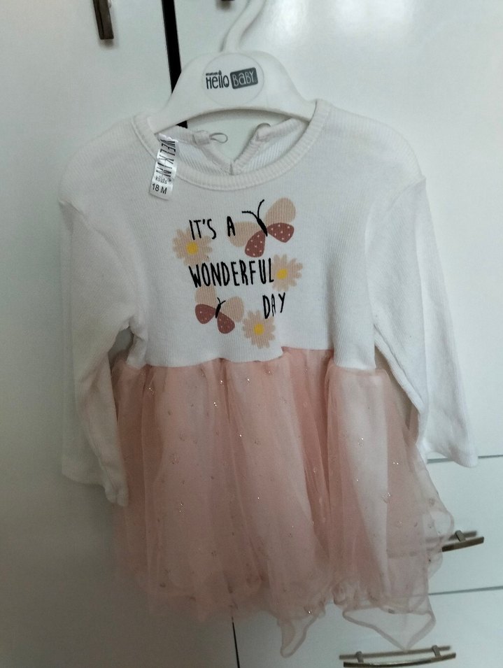 Kız Çocuk Uzun Kollu Fırfırlı Baskılı Elbise - Görsel 4