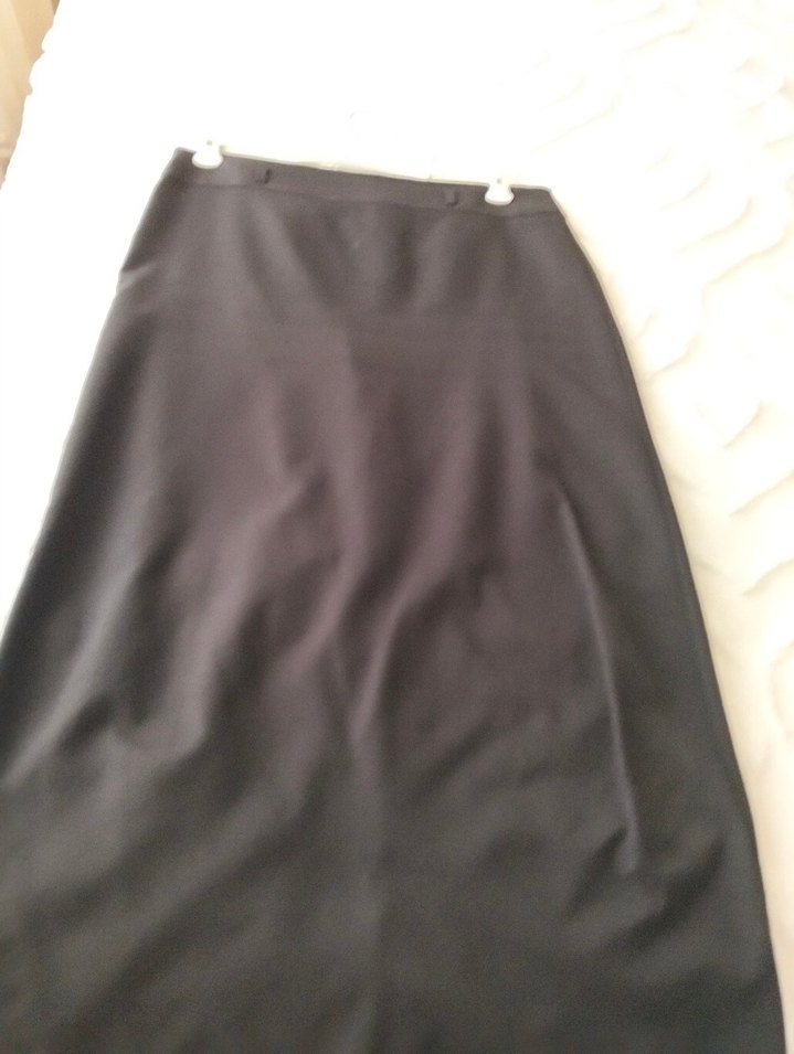 Drapeli Siyah Midi Kadın Etek - Görsel 2