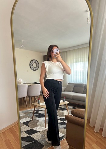 Zara Kadın Siyah Midi Pantolon