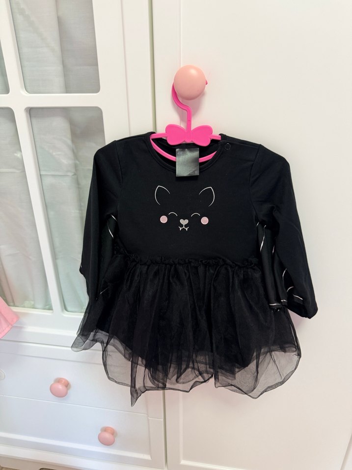 Kız Çocuk Siyah Tül Detaylı Uzun Kollu Elbise HELLOWEEN PARTİ - Görsel 3