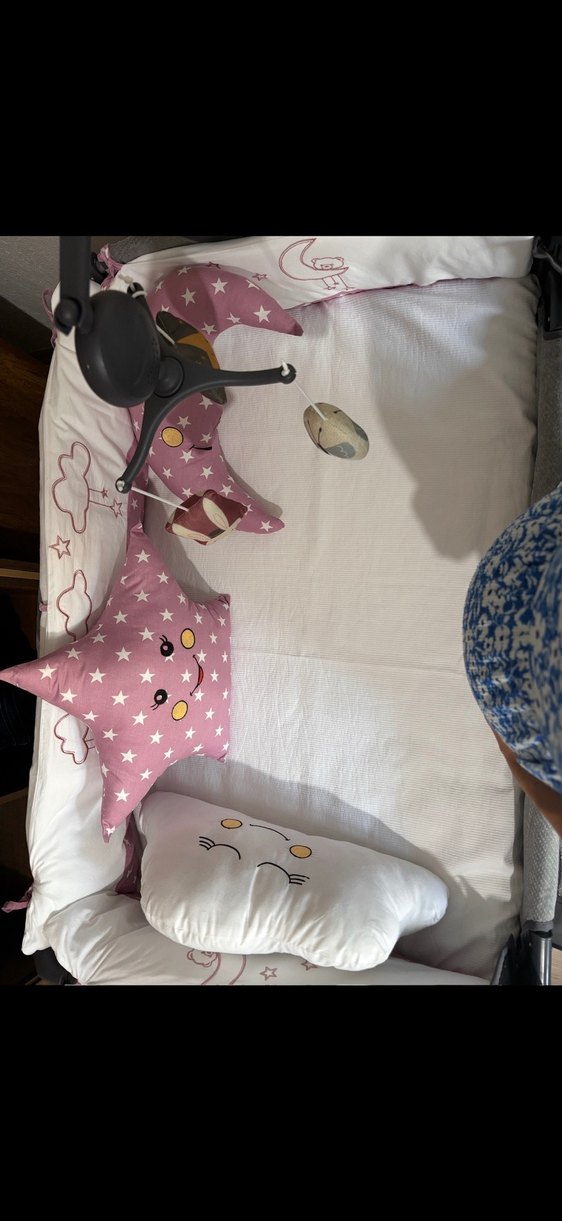 Park yatak Pembe Nakışlı Pamuk Bebek Uyku Seti 70*110 cm - Görsel 3