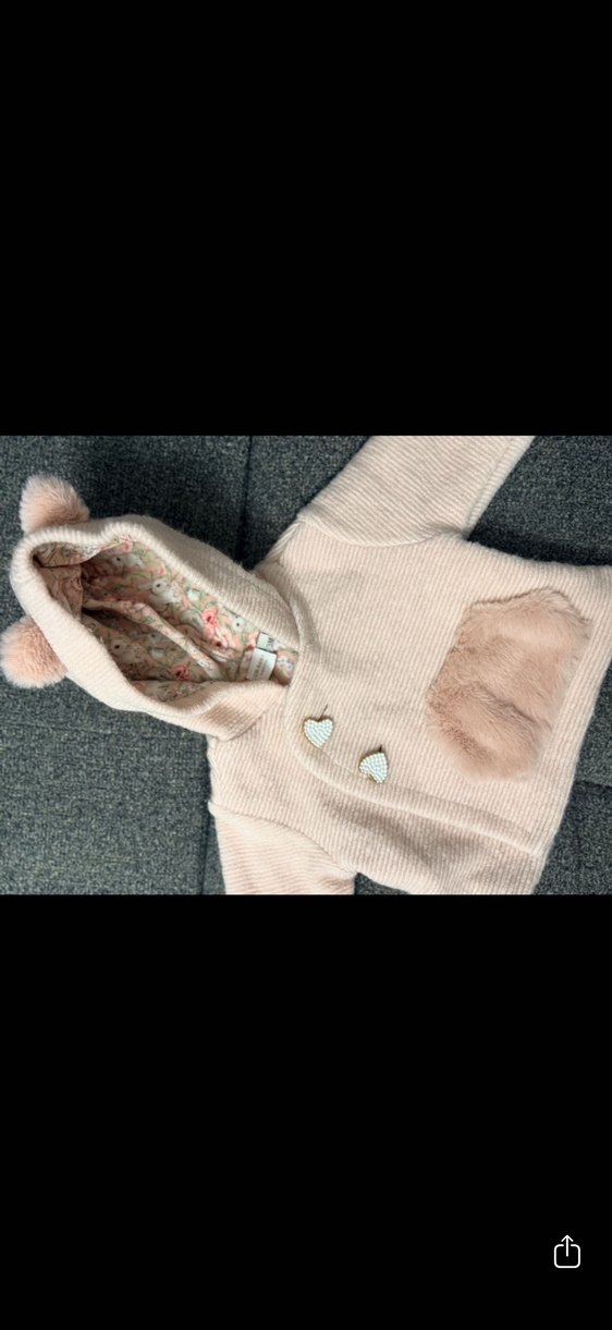 B&G STORE Kız Çocuk Pembe Kapüşonlu Kürklü Ceket - Görsel 2