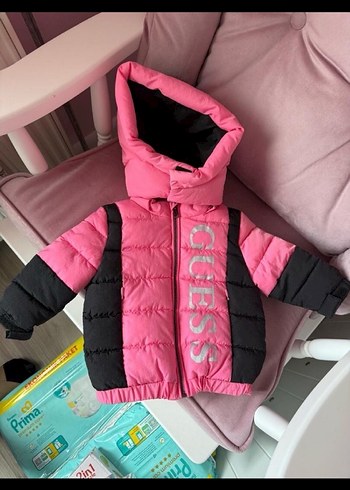 GUESS  Çocuk Pembe Kapüşonlu Fermuarlı Mont - Görsel 4