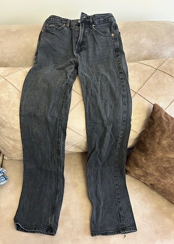 STRADIVARIUS Gri Bol Kesim Midi Kot Pantolon