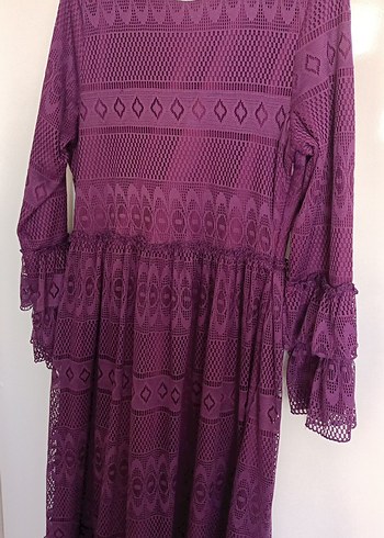 Bohem Mor Uzun Örgü Elbise - Görsel 2