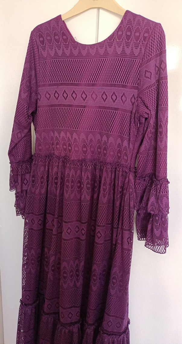 Bohem Mor Uzun Örgü Elbise - Görsel 2