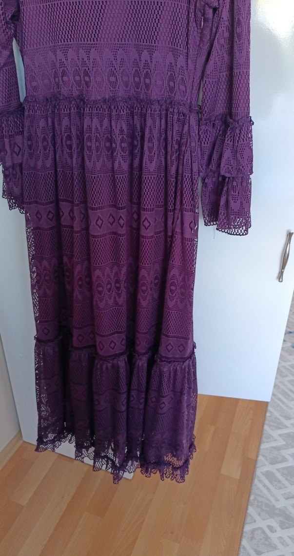 Bohem Mor Uzun Örgü Elbise - Görsel 3