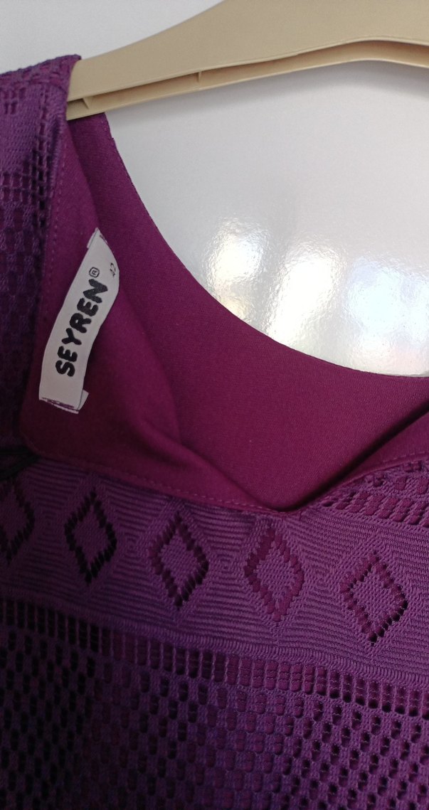 Bohem Mor Uzun Örgü Elbise - Görsel 5