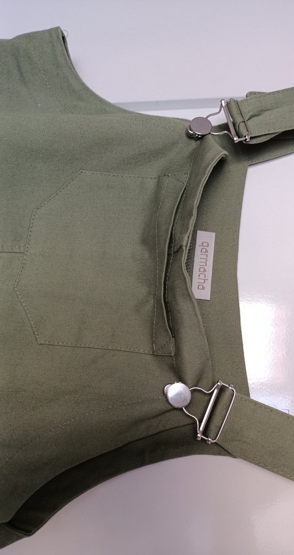 Kadın haki önü cepli askılı slopet - Görsel 4