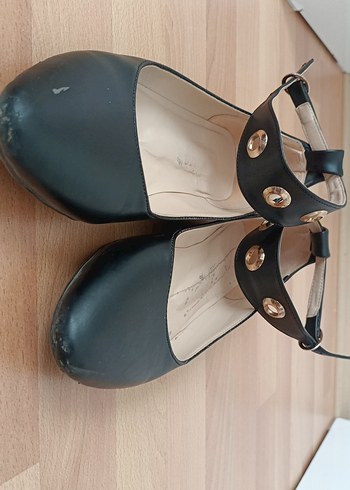 Siyah Tokalı Blok Topuk Kadın Babet - Görsel 3