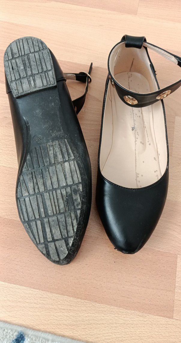 Siyah Tokalı Blok Topuk Kadın Babet - Görsel 2