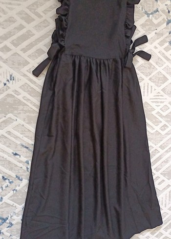 Siyah omuz fırfırlı jile elbise - Görsel 6