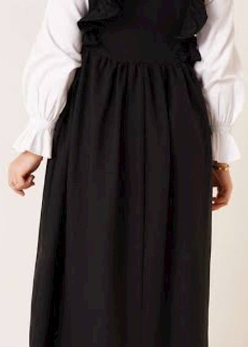 Siyah omuz fırfırlı jile elbise - Görsel 8