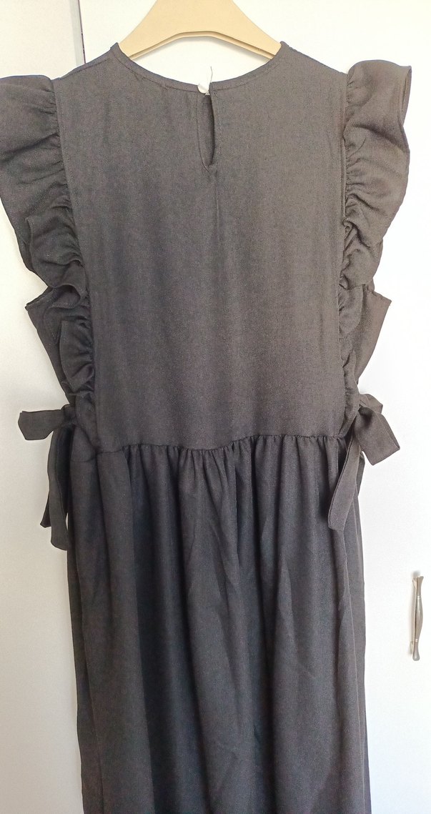 Siyah omuz fırfırlı jile elbise - Görsel 5