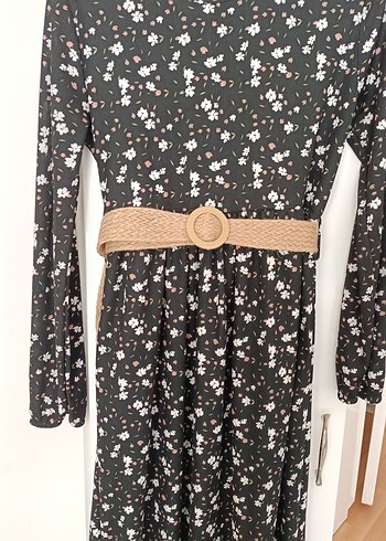 Desenli Uzun Siyah Bohem Elbise - Görsel 2