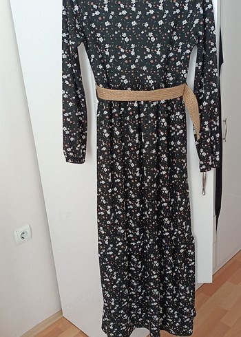 Desenli Uzun Siyah Bohem Elbise - Görsel 4