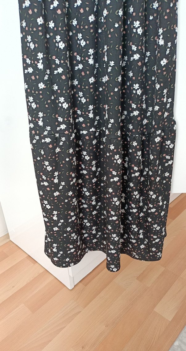 Desenli Uzun Siyah Bohem Elbise - Görsel 5