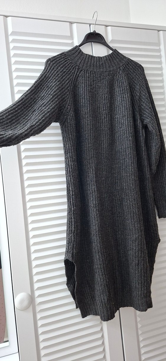 Gri Örgü Boğazlı Uzun Kollu Kadın Kazak - Görsel 4