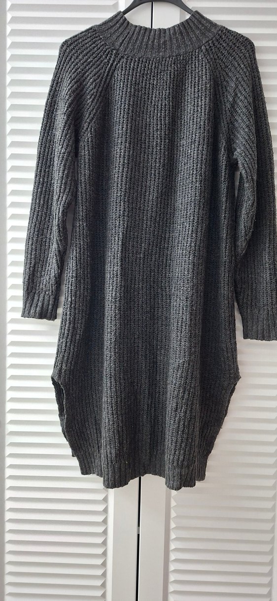 Gri Örgü Boğazlı Uzun Kollu Kadın Kazak - Görsel 3