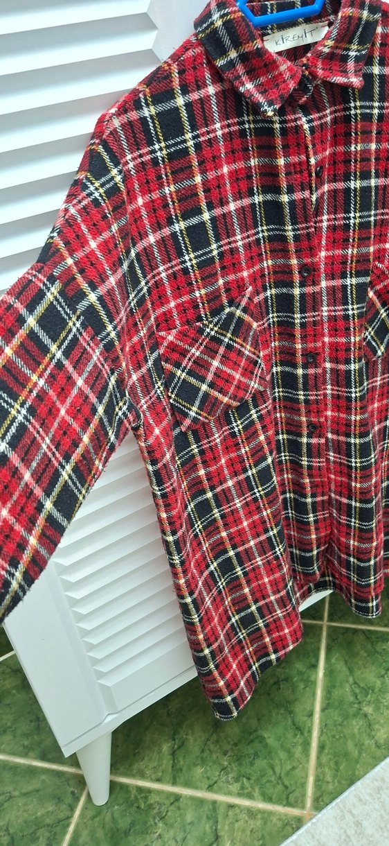 Kadın Kırmızı Ekose Gömlek - Görsel 2