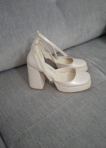 Beyaz Platform Topuklu Kadın Abiye Ayakkabı - Görsel 4