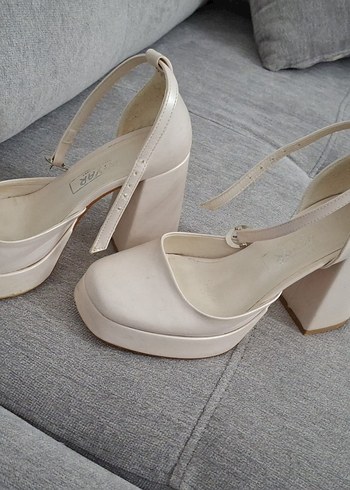Beyaz Platform Topuklu Kadın Abiye Ayakkabı - Görsel 2