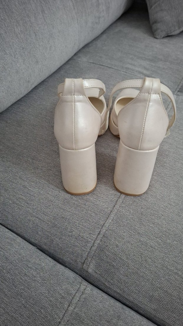 Beyaz Platform Topuklu Kadın Abiye Ayakkabı - Görsel 3