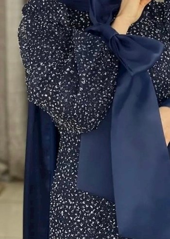 Lacivert Piliseli Uzun Kadın Elbise - Görsel 10