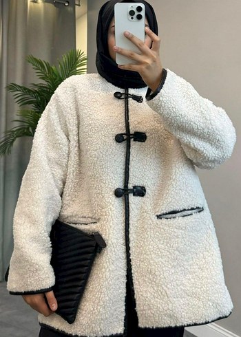 Beyaz Peluş Kadın Kışlık Ceket - Görsel 3