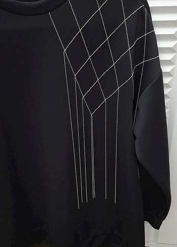 Siyah Baskılı Salaş Kadın Sweatshirt - Görsel 2