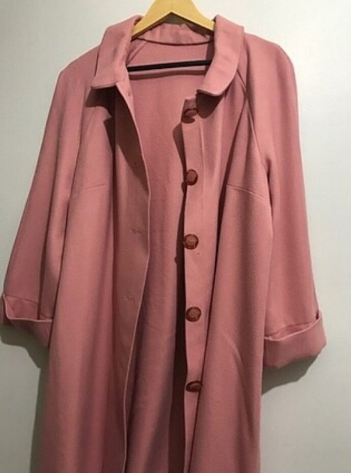 Düğmeli Pembe Uzun Kadın Kaban - Görsel 2